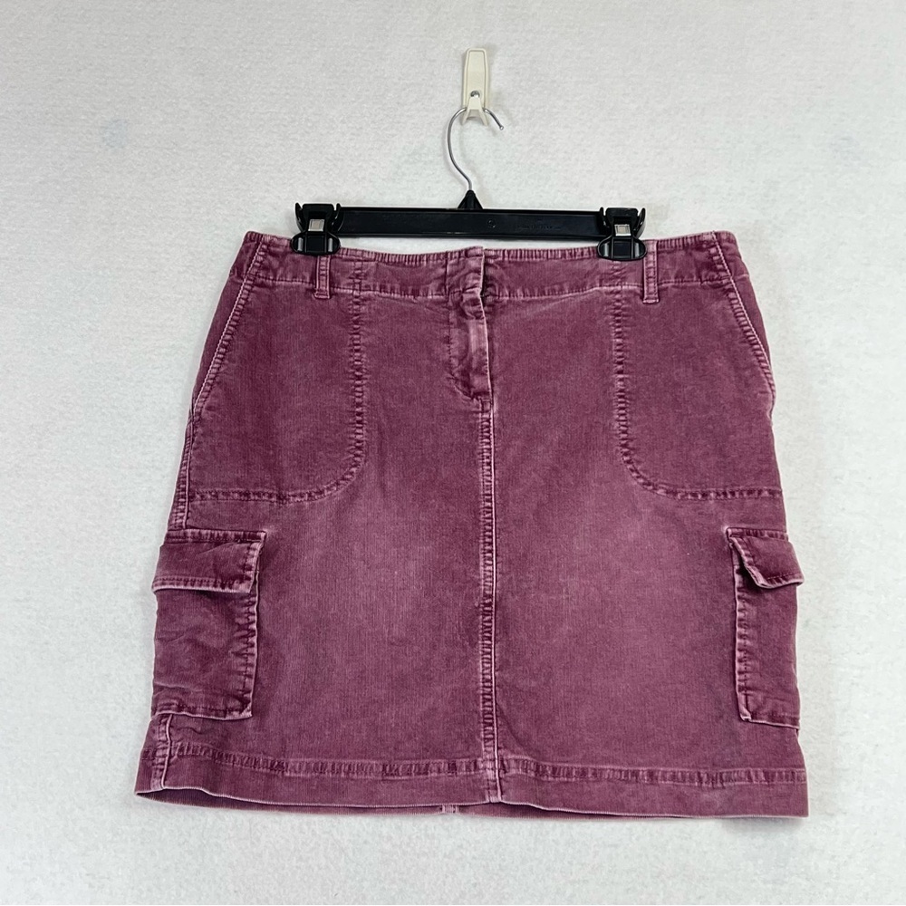 J. Jill Corduroy Skirt Womens 10 Burgundy Short Pockets Preppy Academia School